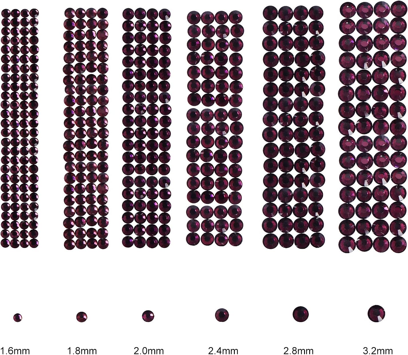 3456pcs Flatback Rhinestones Glass Charms Diamantes Gems Stones for Nail Art 6 Size ss4~ss12 Amethyst