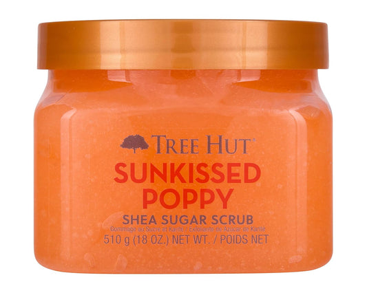 Tree Hut Sunkissed Poppy Shea Sugar Scrub | Exfoliating Body Scrub Removes Dead, Dry Skin for a Soft & Hydrated Feel | Nourishing Essential Body Care | 18 fl oz.