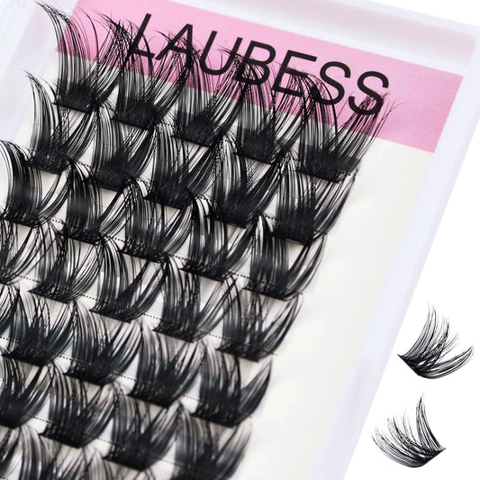 Cluster Lashes Individual Lashes D Curl Lash Clusters Volume Eyelash Clusters DIY Lash Extension Kit Fluffy Cluster Eyelash Extensions (02-0.07D, 12mm)
