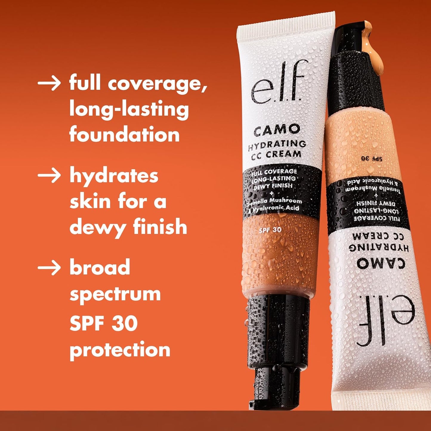 e.l.f. Hydrating Camo CC Cream, SPF 30, Color Correcting Full Coverage Foundation For A Dewy Finish, Vegan & Cruelty-Free, Tan 460 W