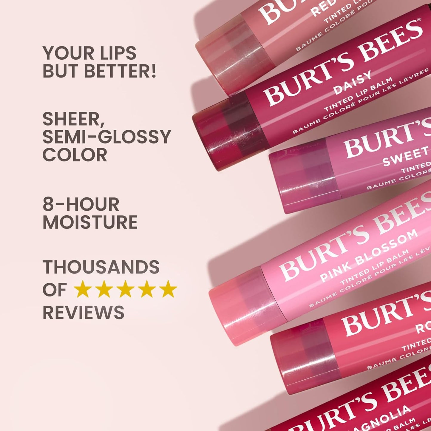 Burt's Bees Lip Tint Balm with Long Lasting 2 in 1 Duo Tinted Balm Formula, Color Infused with Deeply Hydrating Shea Butter for a Natural Looking Buildable Finish, Fiery Red Dahlia (2-Pack)