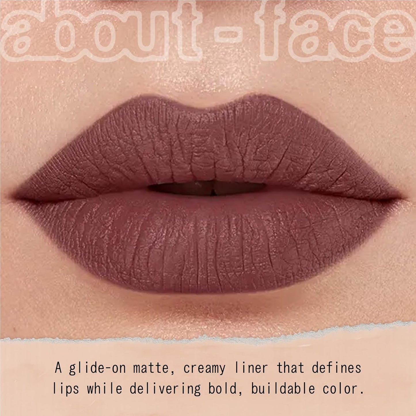 about-face Matte Fix Lip Pencil Paper Romance – Long-Wear, Creamy Matte Lip Liner with Hyaluronic Acid & Vitamins C & E – Vegan, Cruelty-Free, Clean Beauty – 0.042 oz (Rosewood)