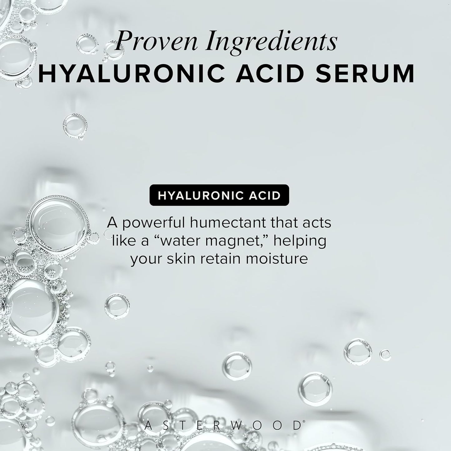 Asterwood Hyaluronic Acid Serum for Face - Plumping, Anti-Aging, Hydrating - Fragrance-Free - 8 Fl Oz