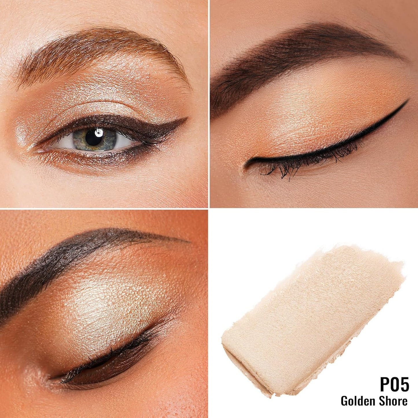 Oulac Cream Eyeshadow also for Highlighter Large Capacity Highly Pigmented Eye Shadow Waterproof &Long Lasting with Moisturizing Formula, Shimmer Glitter Eye Makeup. 6g.P05+17