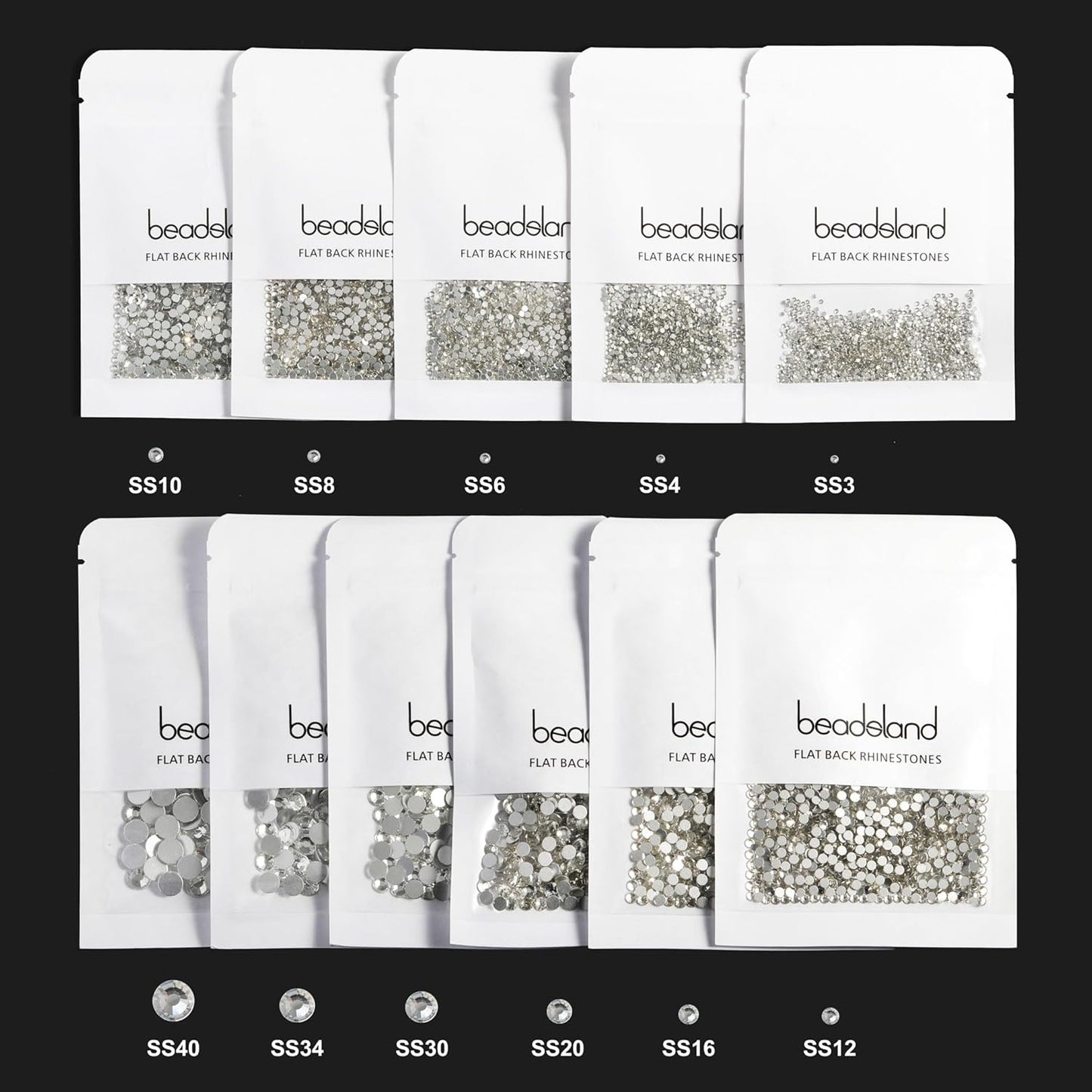 beadsland Flat Back Crystal Rhinestones Round Gems for Nail Art and Craft Glue Fix, Champagne (2.9-3.0mm) SS12/1440pcs
