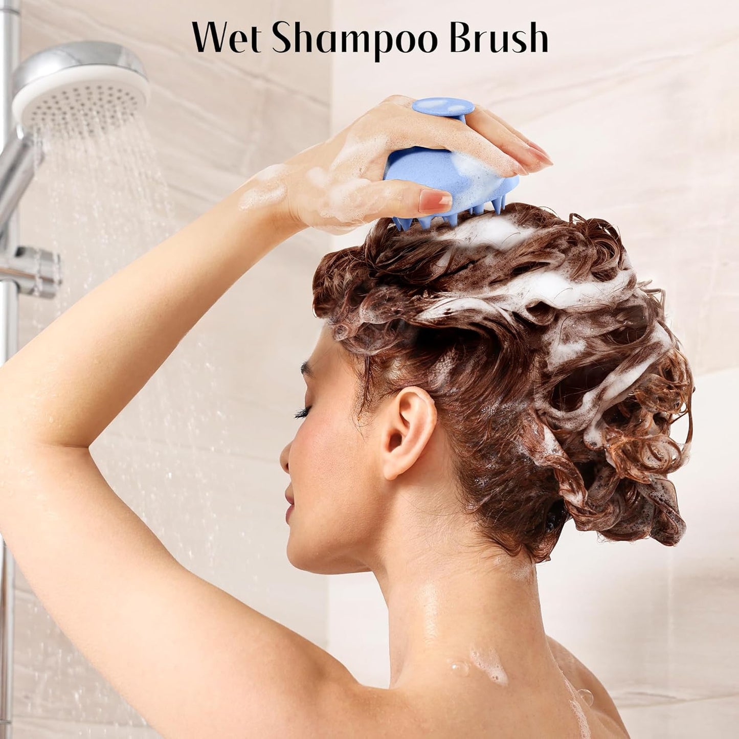HEETA Scalp Scrubber Shampoo Brush, Scalp Massager Tool for Hair Growth, Soft Silicone Bristles for Dandruff Removal Wet Dry Use Women Men Kids Pet, Fit All Hair Types Care, Blue