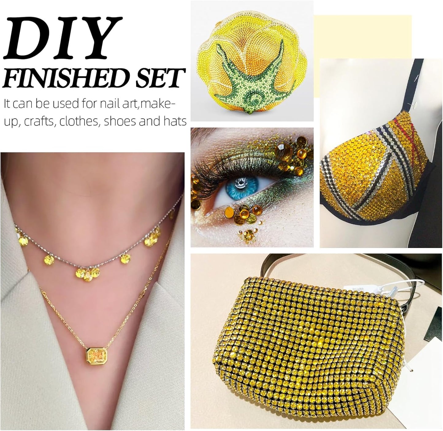 Citrine Flatback Rhinestones, Glass Rhinestones for Nail Art and Craft, Glue Fix, Loose Crystal Gemstones(Yellow, SS4, 1440pcs, 1.5-1.7mm)