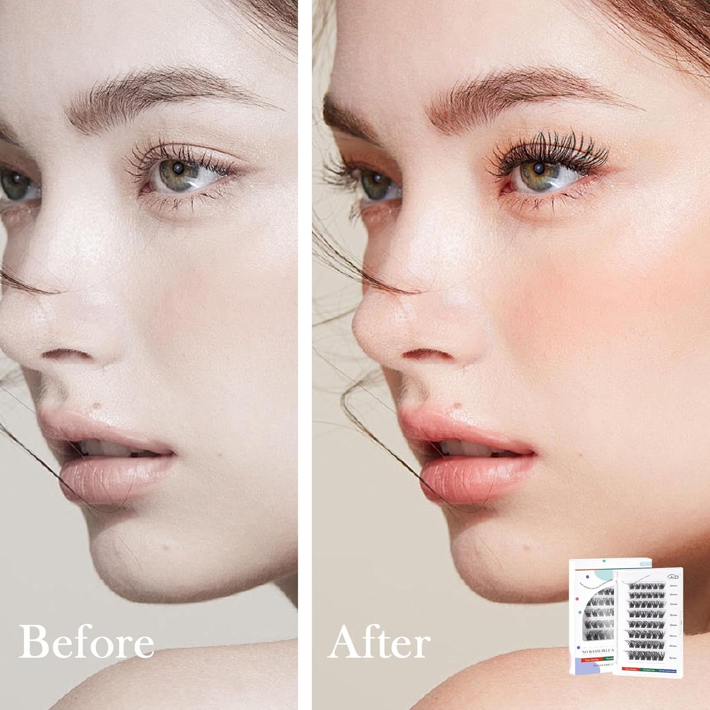 GAQQI Self Adhesive Lash Clusters, No Glue Eyelash Clusters 10-16mm Full & Volume Self Adhesive False Eyelashes, No Band Glueless Lashes