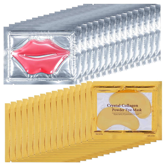 30PCS Lip Mask & Under Eye Mask,24K Gold Gel Eye Patches for Puffy Eyes&Pink Lip Masks Moisturizing the Lip & Eye Skincare,Reducing Fine Lines Dark Circleeye,Anti-Aging(Women/Men)