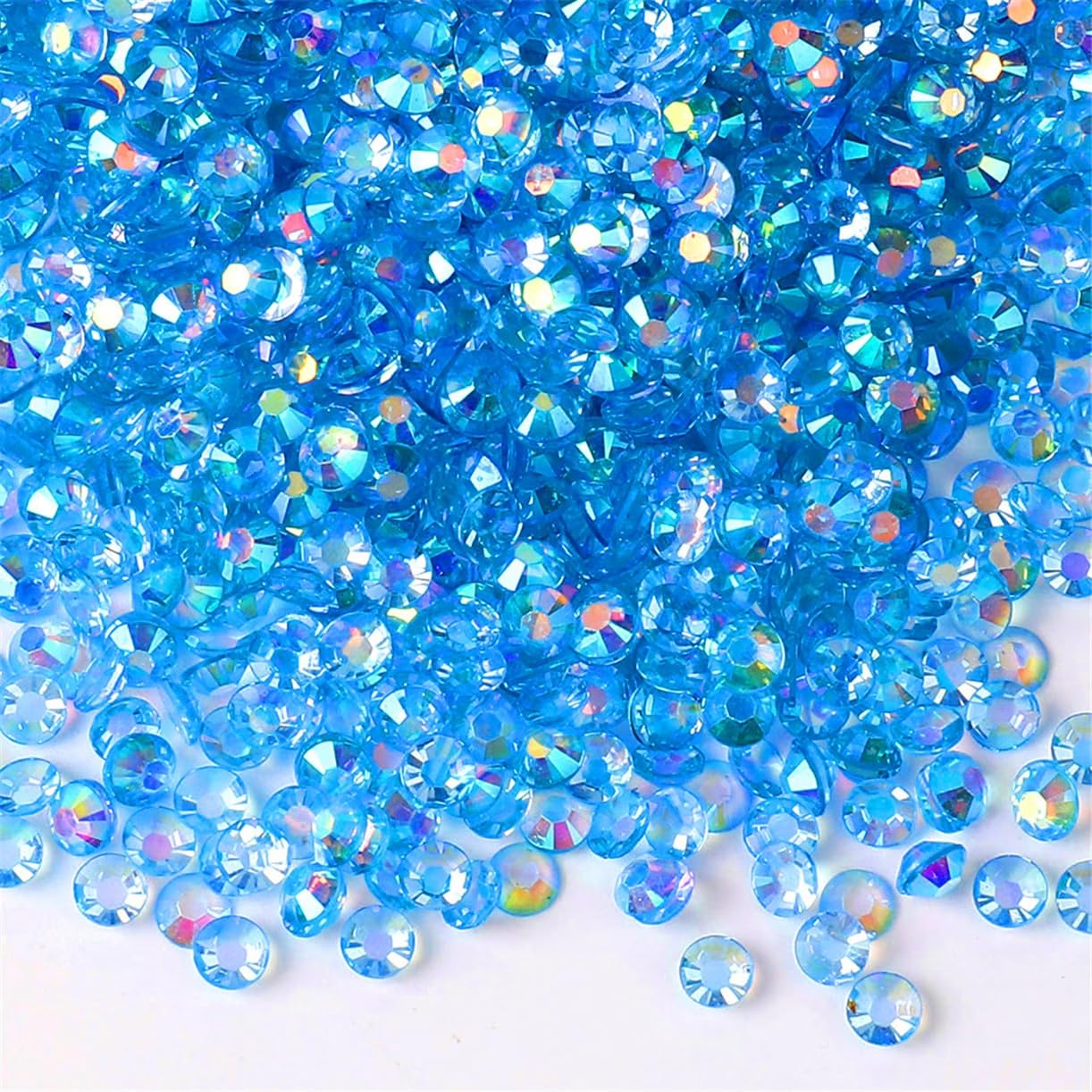 1000 Pieces SS20 5mm Flatback Rhinestones AB Clear Round Gems Crystals for Nail Art DIY Crafts Clothes Shoes Bags （Transparent Peacock Blue AB）