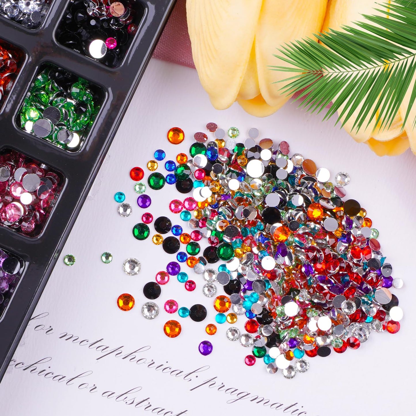 Canvalite 2900Pcs Rhinestones for Nails, 18 Styles Multi Shape Nail Charms and Gems Shiny Glass Crystal Flatback Nail Rhinestones Set for Nail Art with Rhinestone Picker and Tweezers