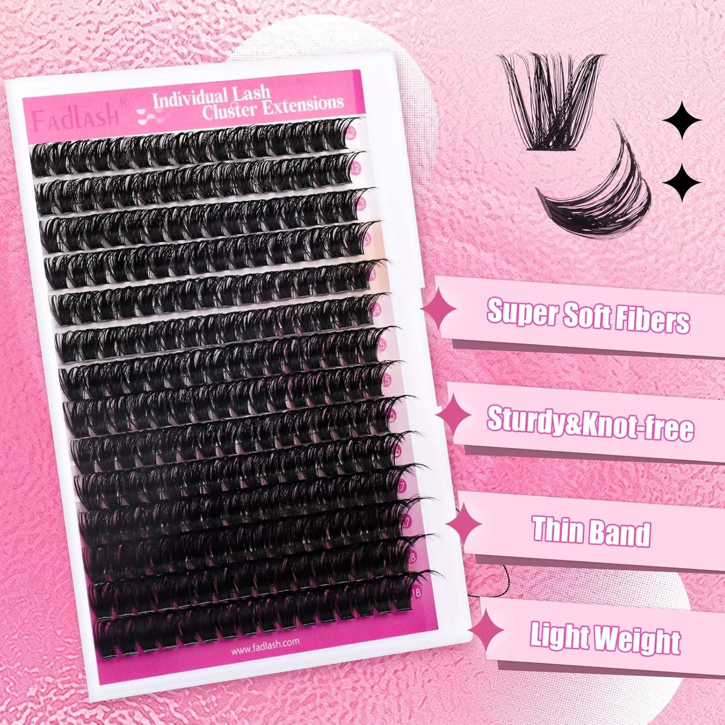 FADLASH Cluster Lashes D Curl Wispy Individual Lashes DIY Eyelash Extension Natural Look Reusable Fluffy Cluster Eyelash Extensions Self Application At Home (100D-0.07D-12-18MIX)