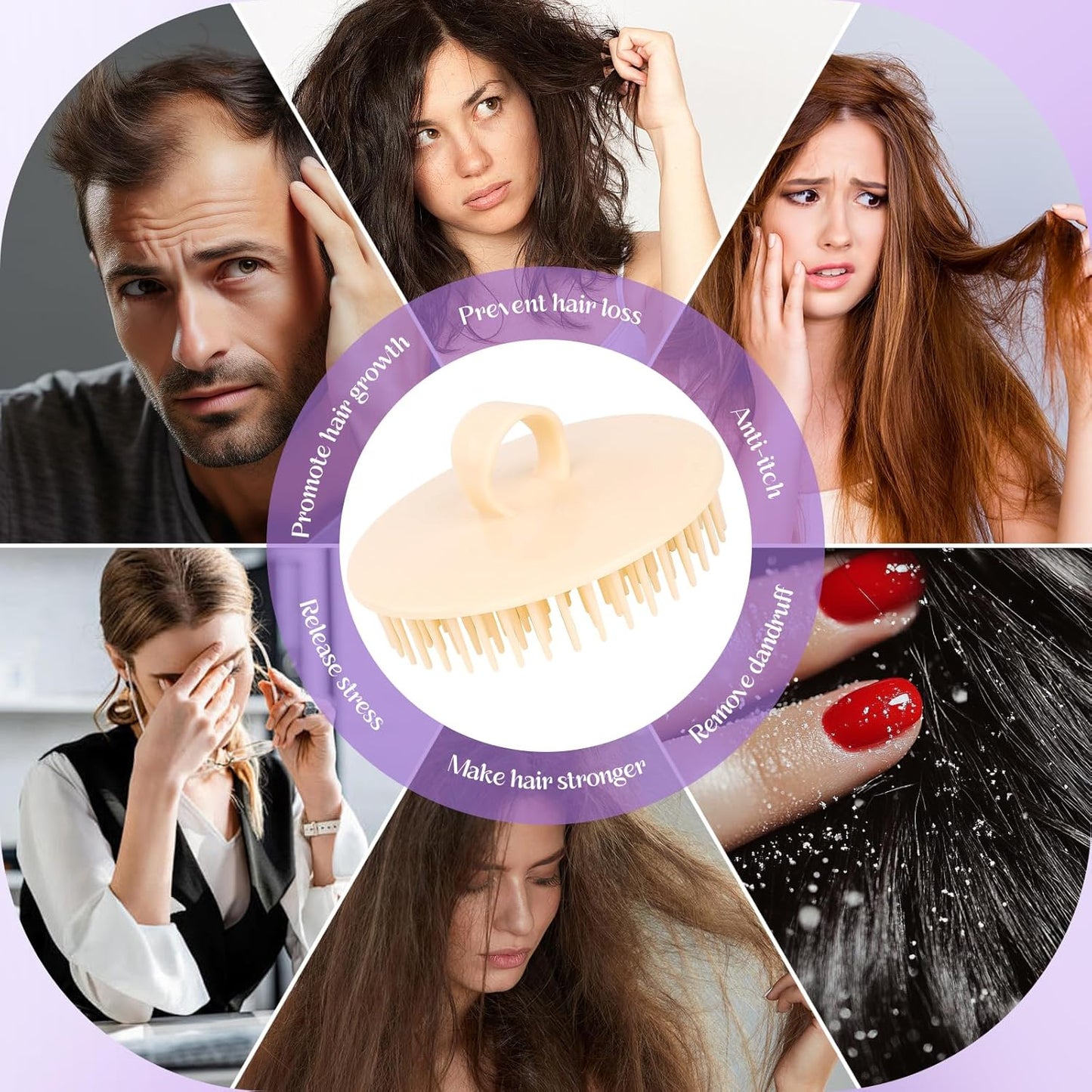 4Pack Hair Scalp Exfoliator Brush Dandruff Cleaning brush, Flexible Scalp Massager, Shower Shampoo Brush for Home, Office, Travel and Pets-BBTL