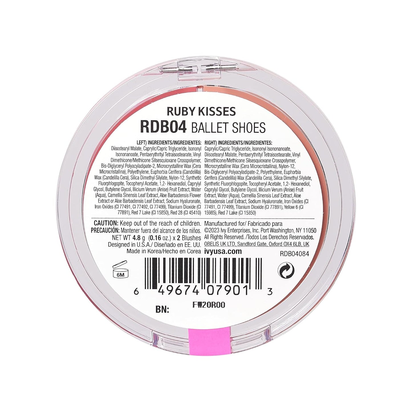 Ruby Kisses Duo Cream Blush, Smooth, Natural-Looking, Long-Lasting Face Makeup Blush for Cheeks, Lips, and Eyes, Buildable and Blendable, Infused with Green Tea, Aloe Vera Extract, and Hyaluronic Acid
