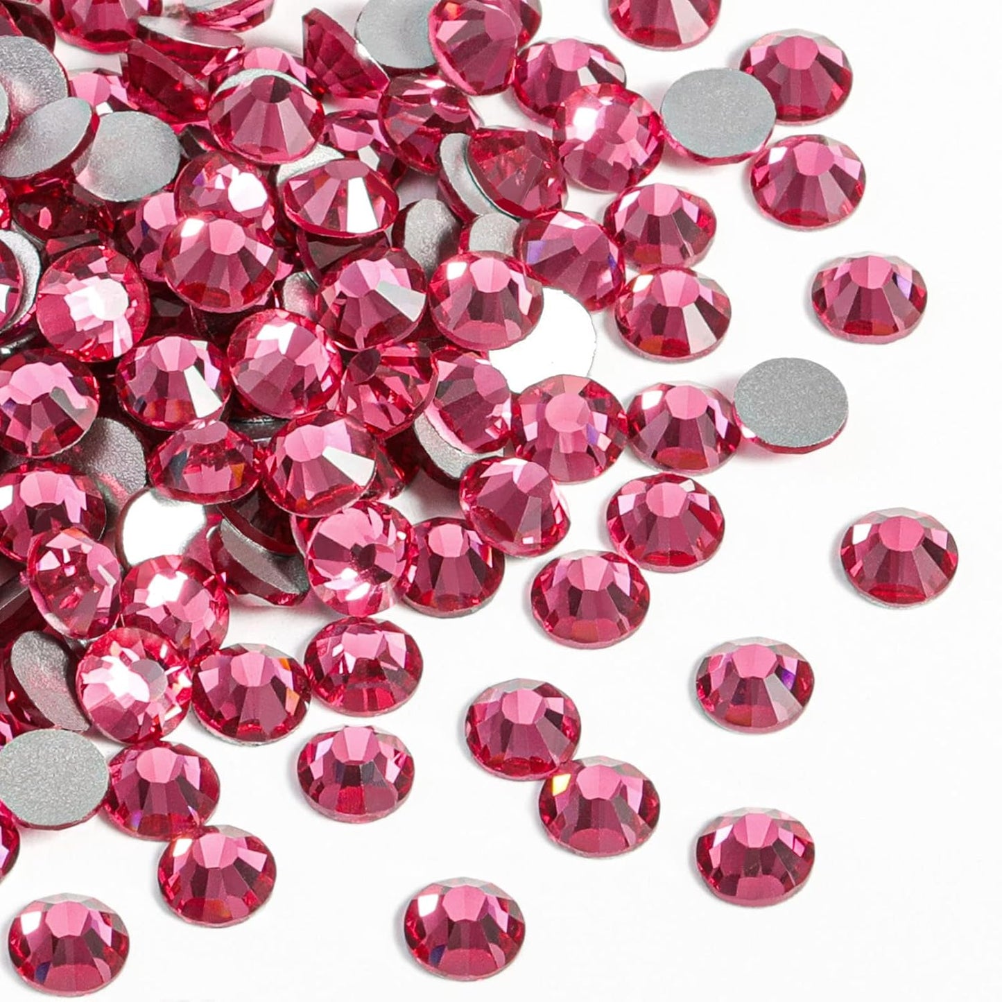 beadsland Flat Back Crystal Rhinestones Round Gems for Nail Art and Craft Glue Fix, Rose, (2.3-2.5mm) SS8/1440pcs