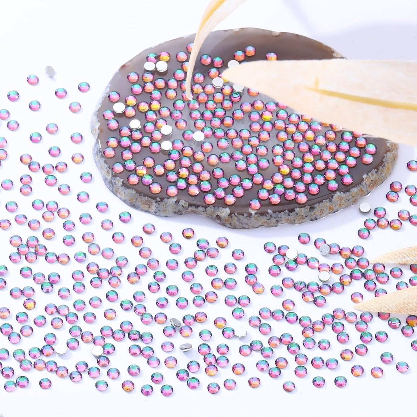 Green Volcano Flatback Rhinestones, Glass Rhinestones for Nail Art and Craft, Glue Fix, Loose Crystal Gemstones(Green Volcano, SS8, 2880pcs, 2.3-2.5mm)