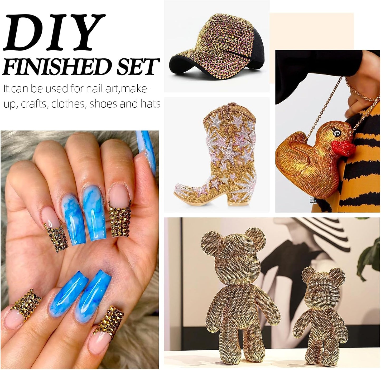 Gold Flatback Rhinestones, Glass Rhinestones for Nail Art and Craft, Glue Fix, Loose Crystal Gemstones(Gold, SS12, 2880pcs, 2.9-3.0mm)