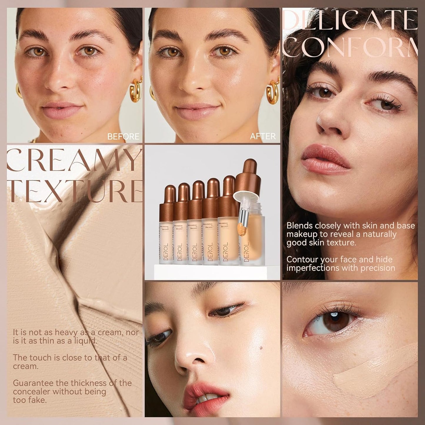 Foundation Makeup,Soft Beige Full Coverage Foundation Makeup（Built-in brush）Vegan & Cruelty-Free-Oil Control Flawless Concealer Cover Facial,Natural Blemish Face Makeup(03#)