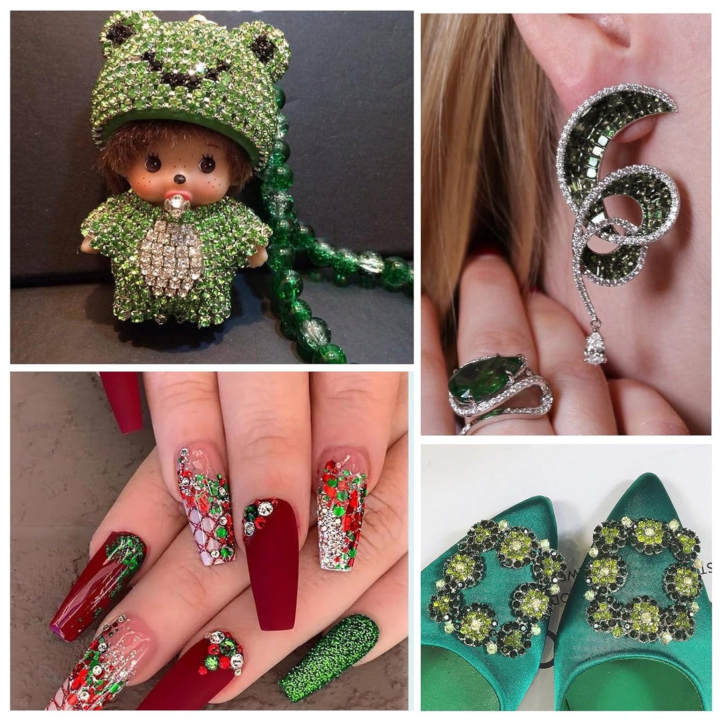 3000Pcs Light Green Crystal Rhinestones,Glass Flatback Rhinestones Gemstones Mini for Nail Face Makeup Art Crafts Clothes Decoration - (SS8,2.4mm,Light Green)