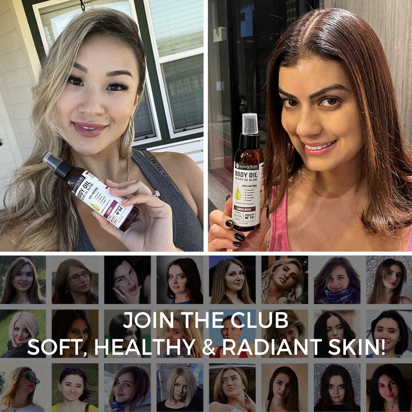 pureSCRUBS Ultra Moisturizing Unscented Body Oil Spray for Dry Skin, Massage, Stretch Marks, Organic Super Blend of Jojoba, Argan, Coconut, Sweet Almond & Avocado Oils Enriched with Vitamin E, Lg 4oz