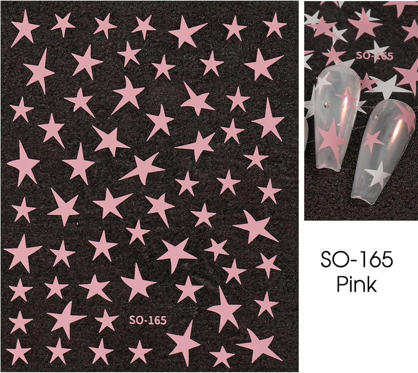 7 Sheets Star Nail Art Stickers - Gold, Silver, White, Black 3D Self-Adhesive Decals for Manicure Decorations - Nail Designs and Supplies for Women