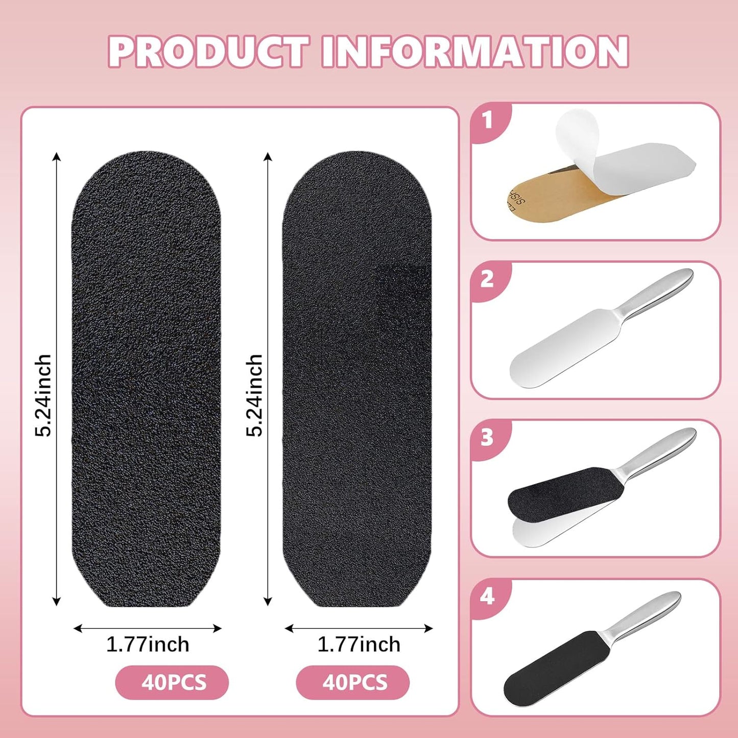 Flutesan 80 Pcs Stainless Steel Foot File Refills 180 Grit and 120 Grit Replacement Pads Coarse Fine Pedicure File Refills Double Side Reusable Foot Rasp Pad with Removable Glue