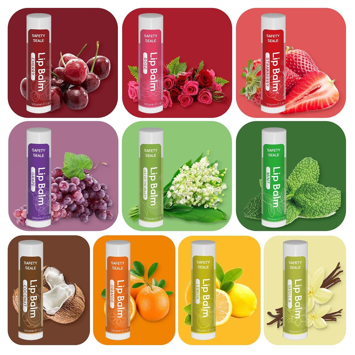 40 Pack Natural Lip Balm Bulk with Vitamin E and Coconut Oil - Moisturizing Dry Cracked Lips, Mini Chap Stick Gifts for Kids Women Men- 10 Flavors - Non-GMO