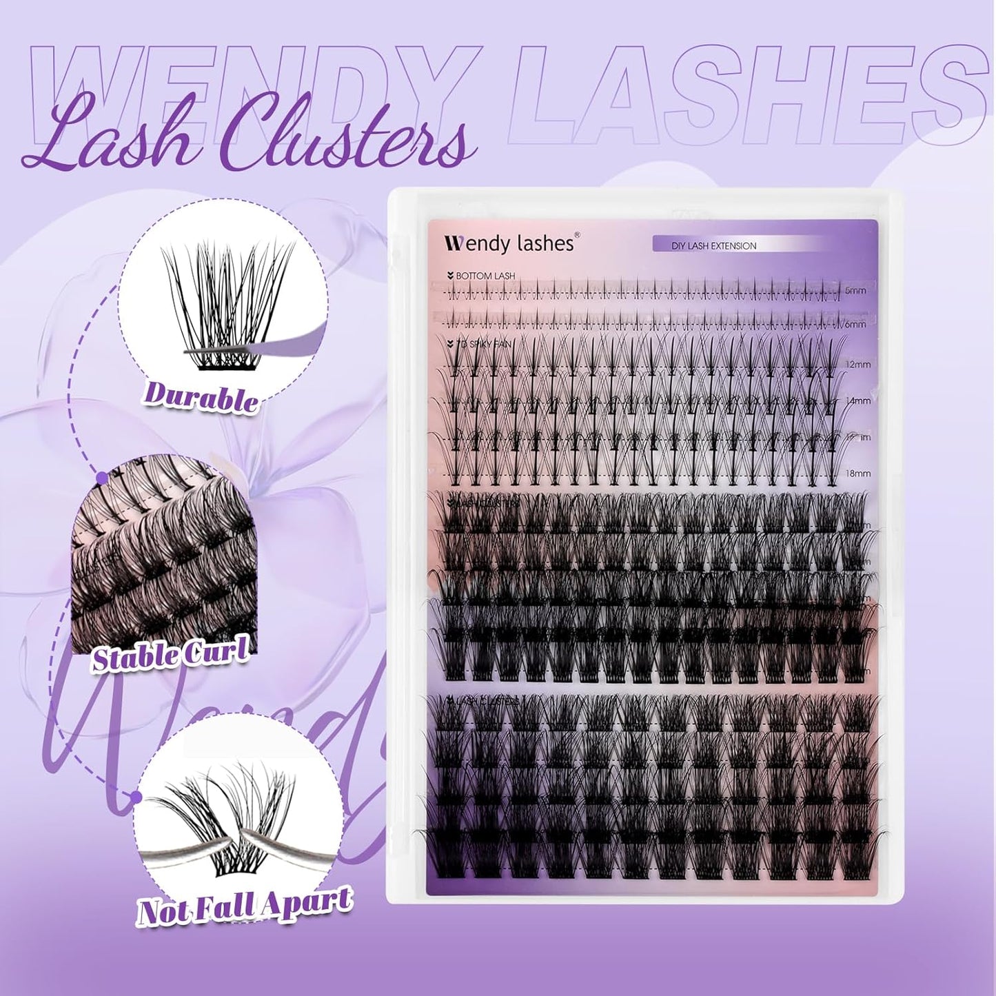 DIY Individual Lash Extensions Eyelashes Cluster Lashes 12-18 mixed D Curl Cluster Lash Nature Look Soft Wispy Cluster Eyelash Extensions（C3+C9-07-1218）