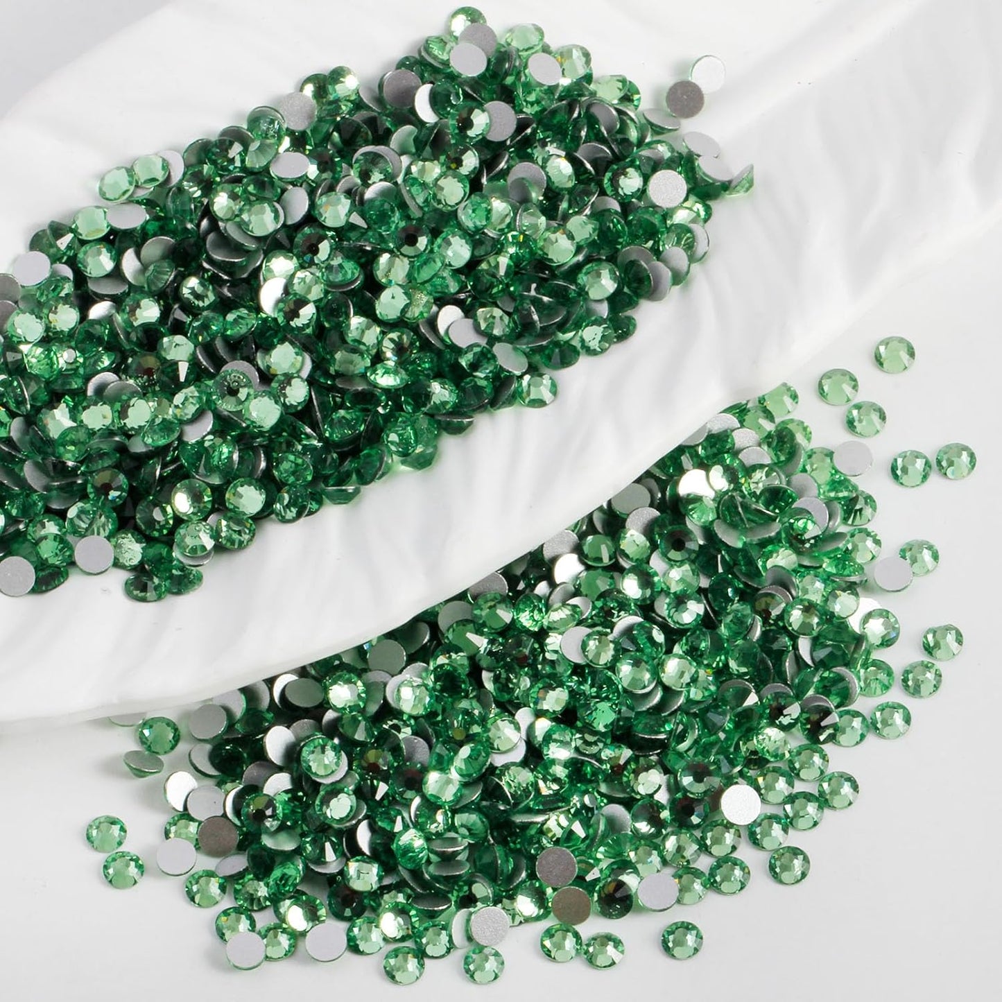 3000 PCS SS10 Flatback Rhinestones,12-Facet Diamond-Cut Glass Gems for Nail Art,Clothing,DIY Crafts,Glue-On Decoration Stones with Silver Backing,Peridot