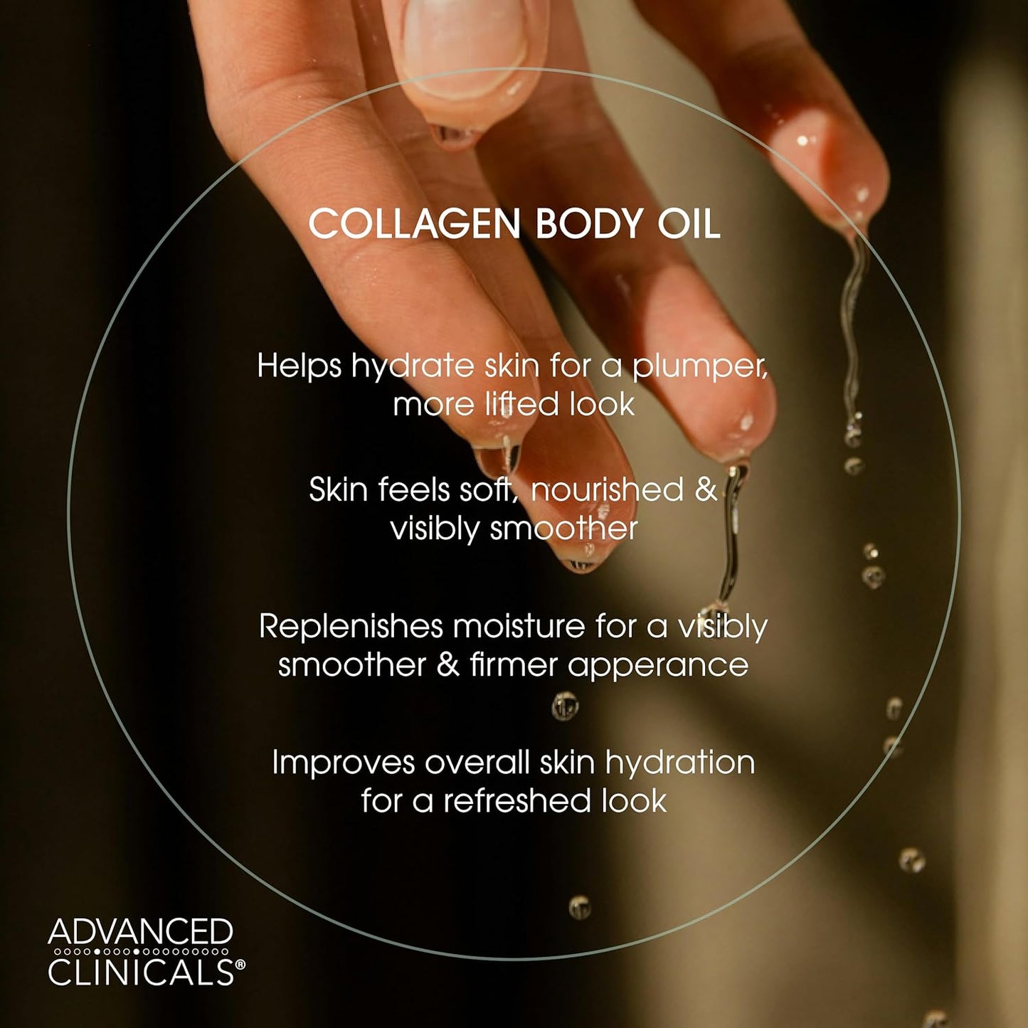 Advanced Clinicals Hydrating Collagen Oil For Body & After Shower | Visible Anti Aging Skincare Moisturizer Collagen Body Oils For Women & Men Helps Soften Appearance Of Crepey Skin, Large 12 Fl Oz