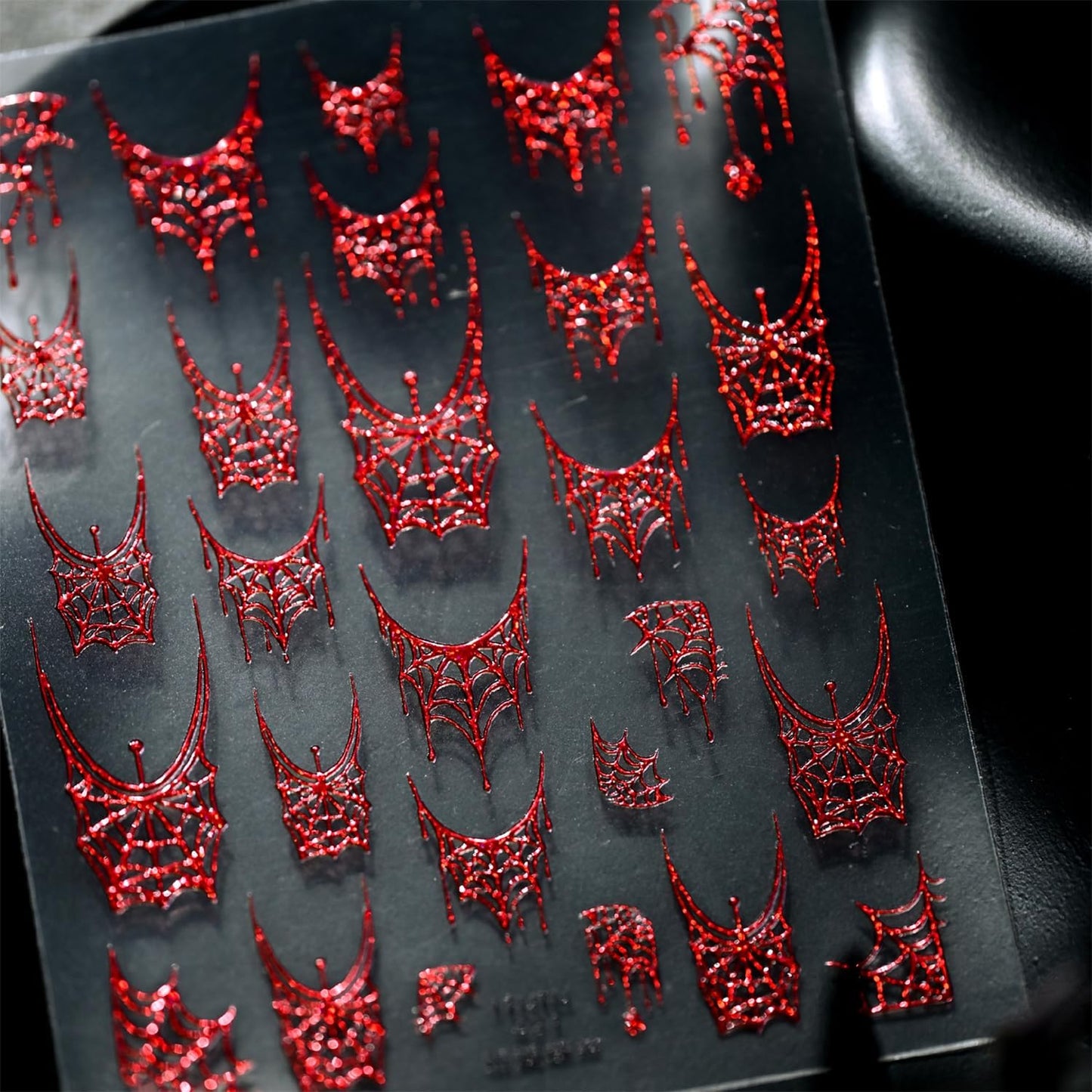 1 Sheets Halloween Nail Stickers for Nail Art 5D Self-Adhesive Spider Web Nail Art Stickers Red Spider Web Nail Decals Halloween Embossed Nail Design Sticker for Women DIY Nail Decoration