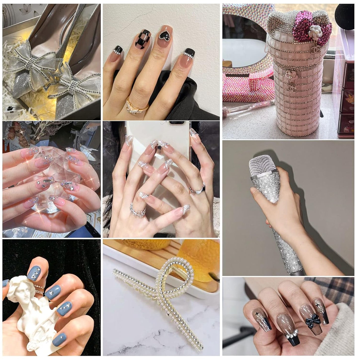 Beadsland 2880pcs Flat Back Crystal Rhinestones Round Gems for Nail Art and Craft Glue Fix,Silver Hematite,SS4,1.5-1.7mm