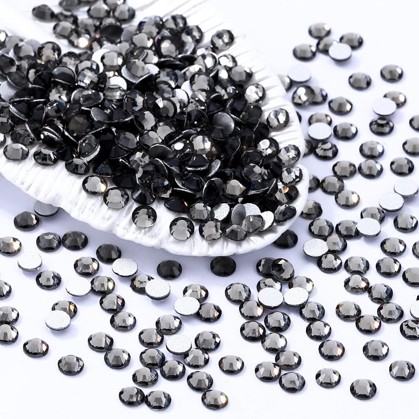 Gray Flatback Rhinestones, Glass Rhinestones for Nail Art and Craft, Glue Fix, Loose Crystal Gemstones(Gray, SS6, 1440pcs, 1.9-2.0mm)