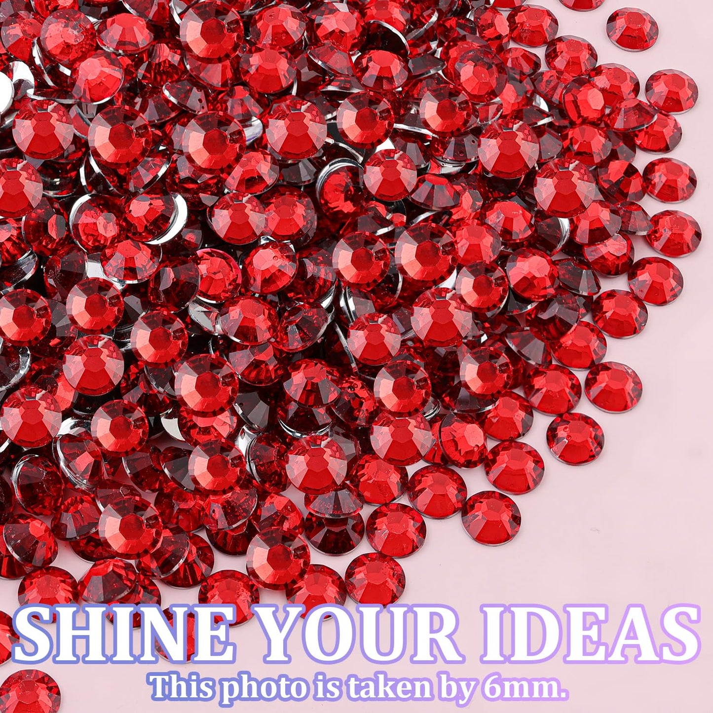 25000Pcs Resin Rhinestones for Crafting, Red 2-6mm Mixed Sizes Non Hotfix Flatback Gems, Bedazzling Crystal for DIY Crafts Clothing Tumblers Mugs Shoes Fabric Nail Art