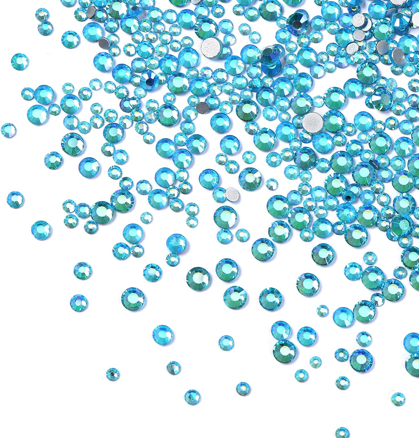 3456pcs Flatback Rhinestones Glass Charms Diamantes Gems Stones for Nail Art 6 Size ss4~ss12 Aquamarine AB