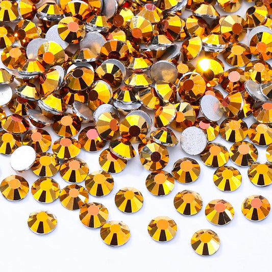 Gold Flatback Rhinestones, Glass Rhinestones for Nail Art and Craft, Glue Fix, Loose Crystal Gemstones(Gold, SS16, 2880pcs, 3.8-4.0mm)