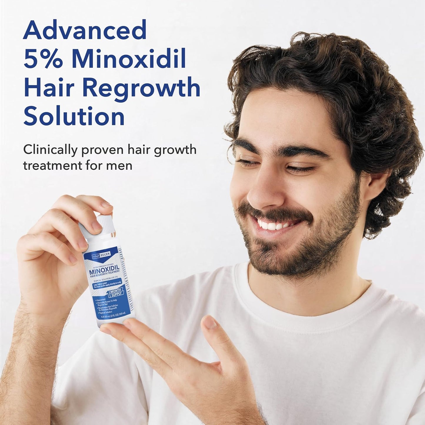 Hair-Regen Advanced 5% Minoxidil For Men Hair Regrowth Treatment for Thinning Hair - Hair Loss for Men - 6 Month Supply, Minoxidil Topical Solution So Thicker Fuller Hair Keeps Growing Amazing Results