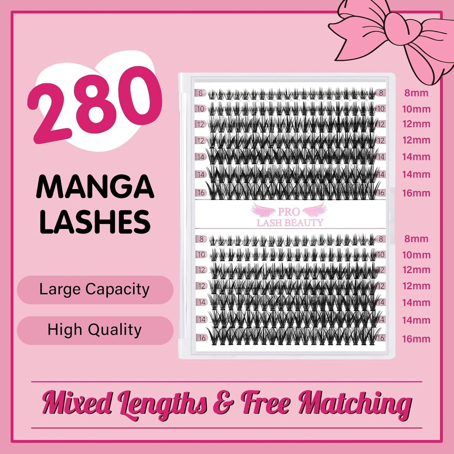 280 Pcs Individual Lashes 40D Mixed Lash Clusters Devil Style Lashes That Look Like Eyelash Extensions Wispy Lashes DIY Individual Lashes At Home (40D-C-8-16mix,Manga)