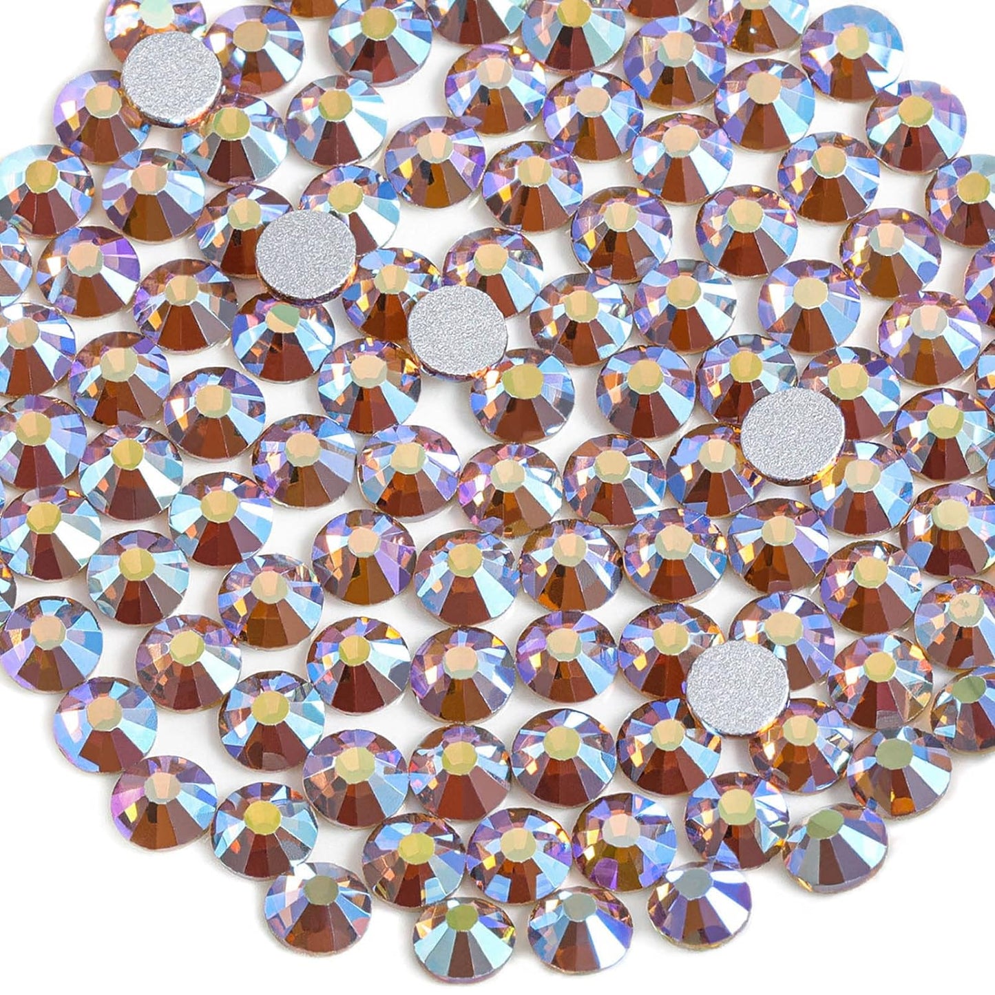 beadsland 1440 Pieces Flat Back Crystal Rhinestones Round Gems, Lt.Colorado Topaz AB,SS16,3.8-4.0mm