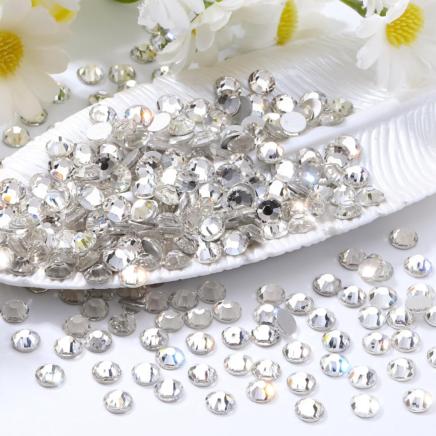 Crystal Clear Flatback Rhinestones, Glass Rhinestones for Nail Art and Craft, Glue Fix, Loose Crystal Gemstones(Crystal, SS16, 1440pcs, 3.8-4.0mm)