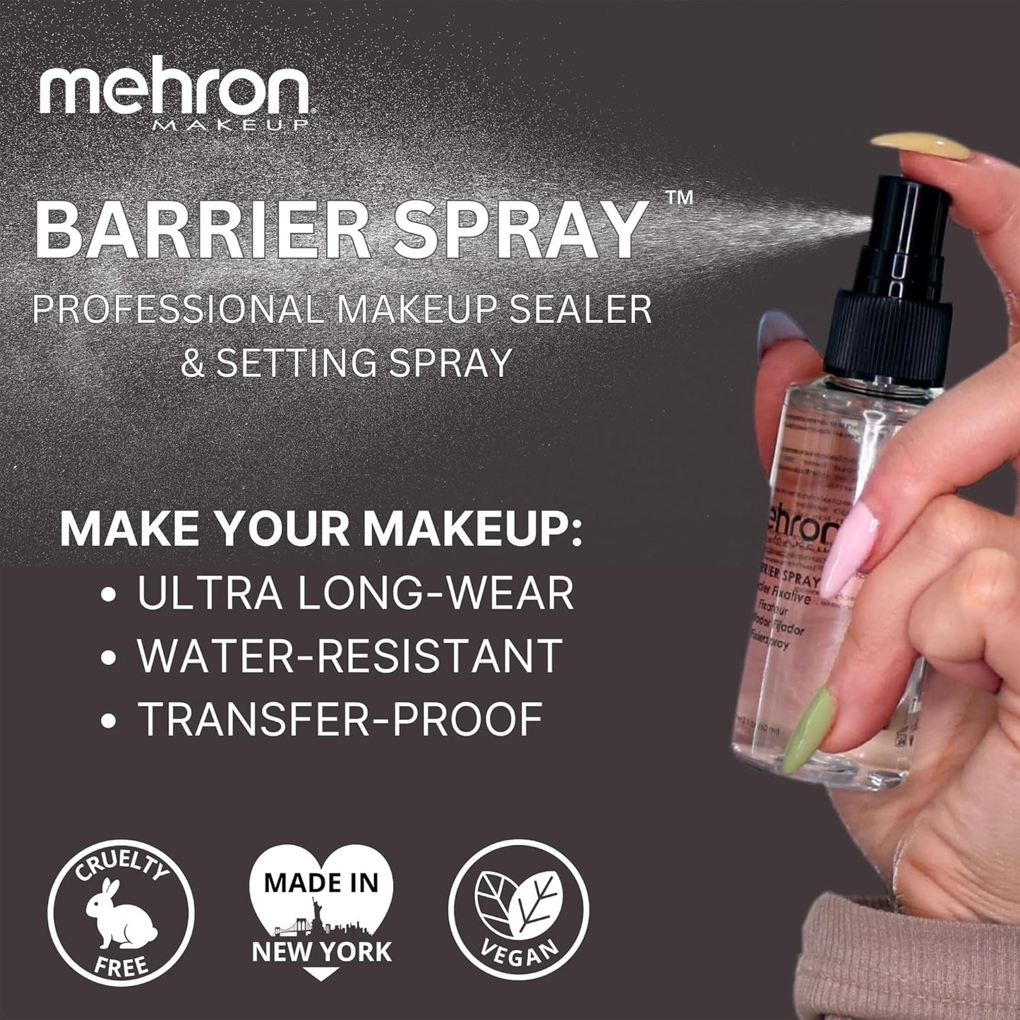 Mehron Makeup Barrier Spray | Makeup Setting Spray for Face 2 fl oz (60 ml)