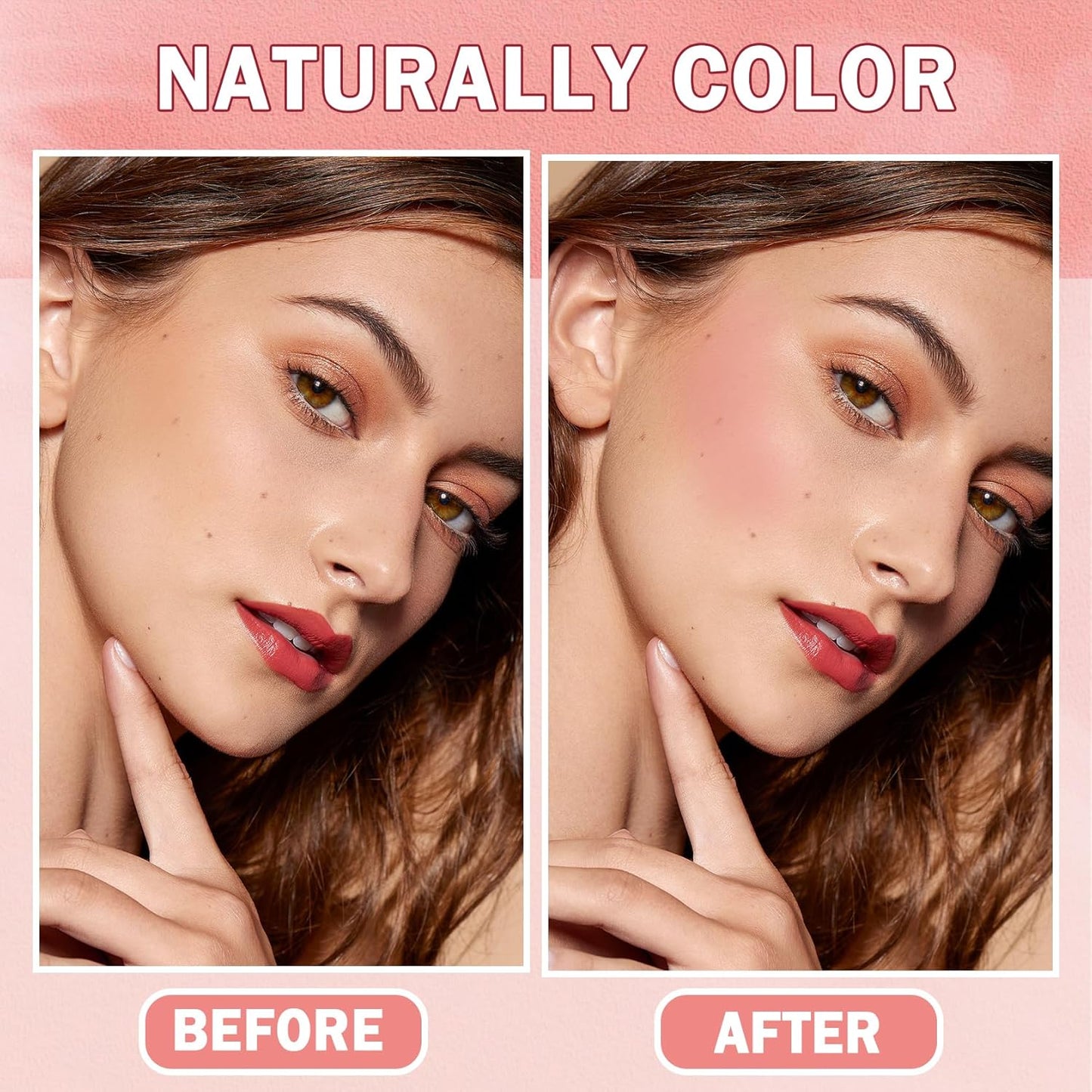 Cream Blush Stick with Sponge 3 in 1 Multi-Use Blush Makeup Stick Long Lasting Waterproof Natural Matte Cream Blush Stick for Cheeks, Lips and Eyes - Fairy Pink