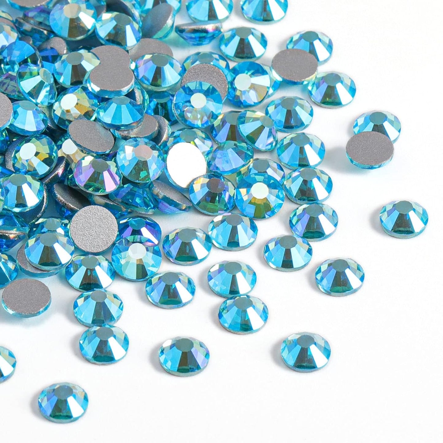Beadsland 1440 Pieces Flat Back Crystal Rhinestones Round Gems,Aquamarine AB,SS12,3.0-3.2mm
