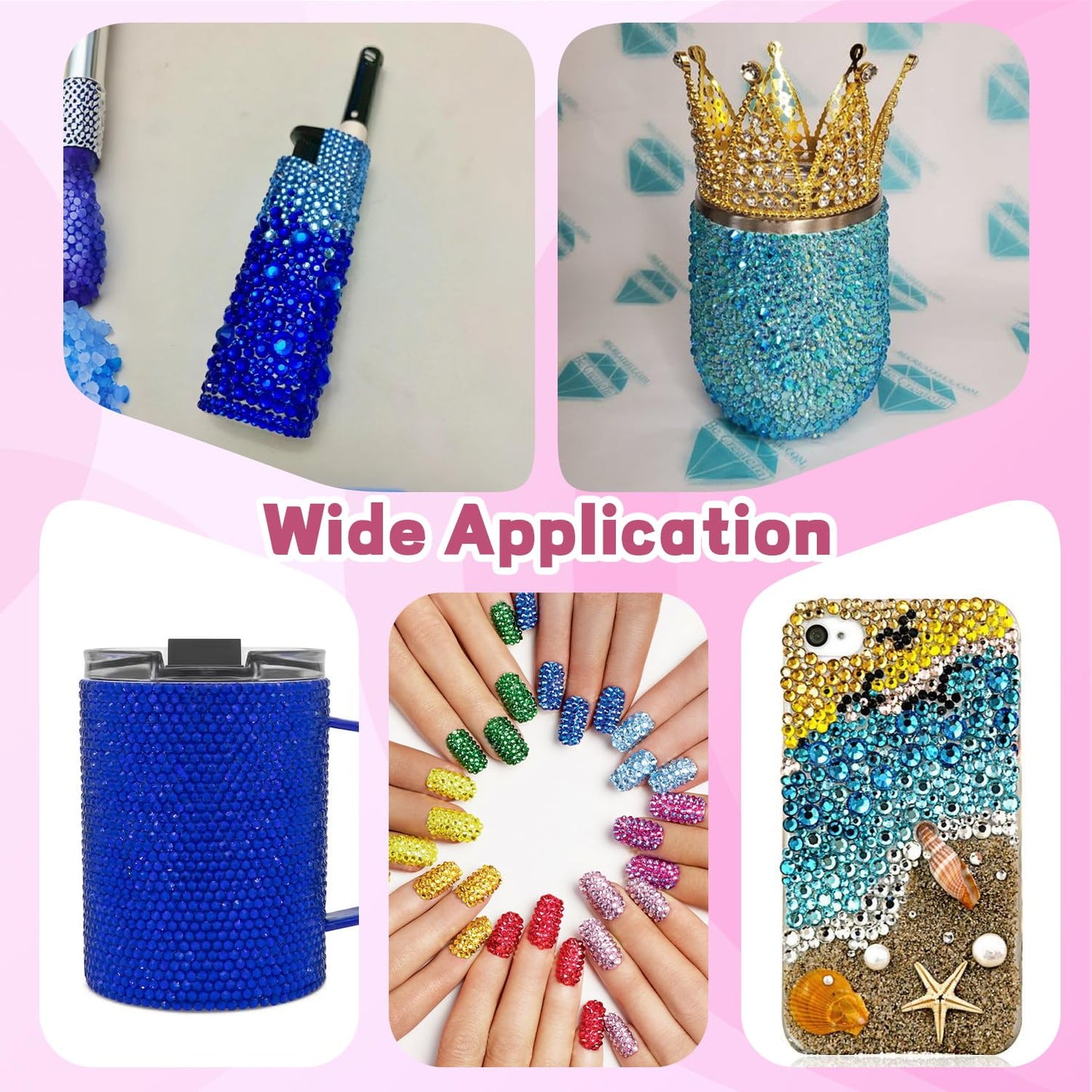 20000Pcs Blue Rhinestones for Bedazzling with 3Pcs B7000 Jewelry Glue, Resin Rhinestones for Crafting Crafts，Bedazzler Kit Flatback Gems for Clothing Shoes Tumblers Nail Art