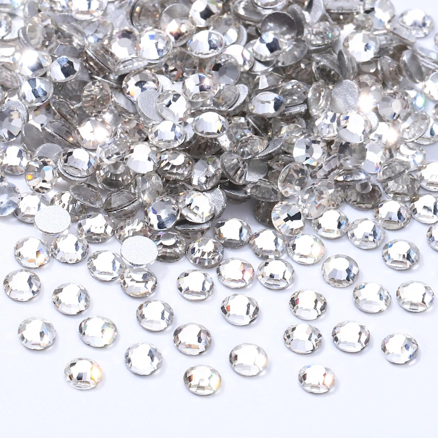 Crystal Clear Flatback Rhinestones, Glass Rhinestones for Nail Art and Craft, Glue Fix, Loose Crystal Gemstones(Crystal, SS10, 2880pcs, 2.7-2.8mm)