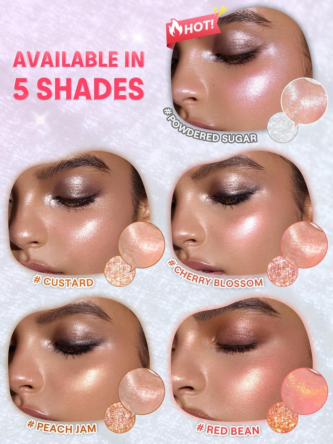 SHEGLAM Glowchi Bouncy Highlighter Mochi-like Formula Highlighter Long-lasting Shimmer Makeup-Peach Jam