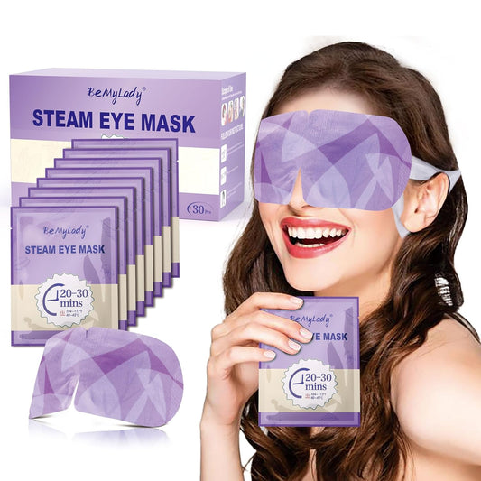 30 PACK Steam Eye Mask for Dry Eyes, Eye Mask Warm Compress 45Mins, Moist Heated Eye Masks for Dark Circles Puffiness Eye Bag, Travel Portable Business Office