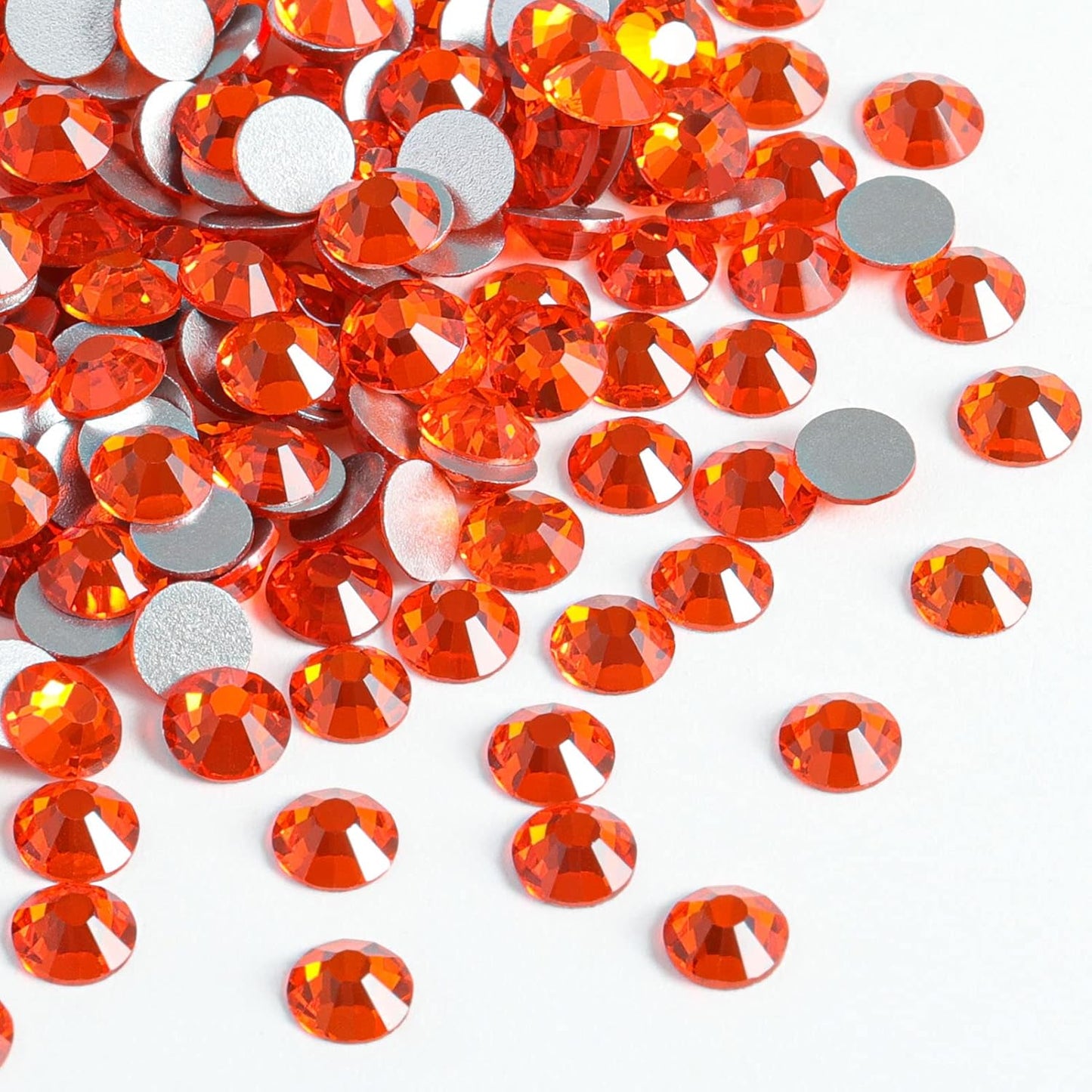 Beadsland 2880pcs Flat Back Crystal Rhinestones Round Gems for Nail Art and Craft Glue Fix, Orange,SS4,1.5-1.7mm