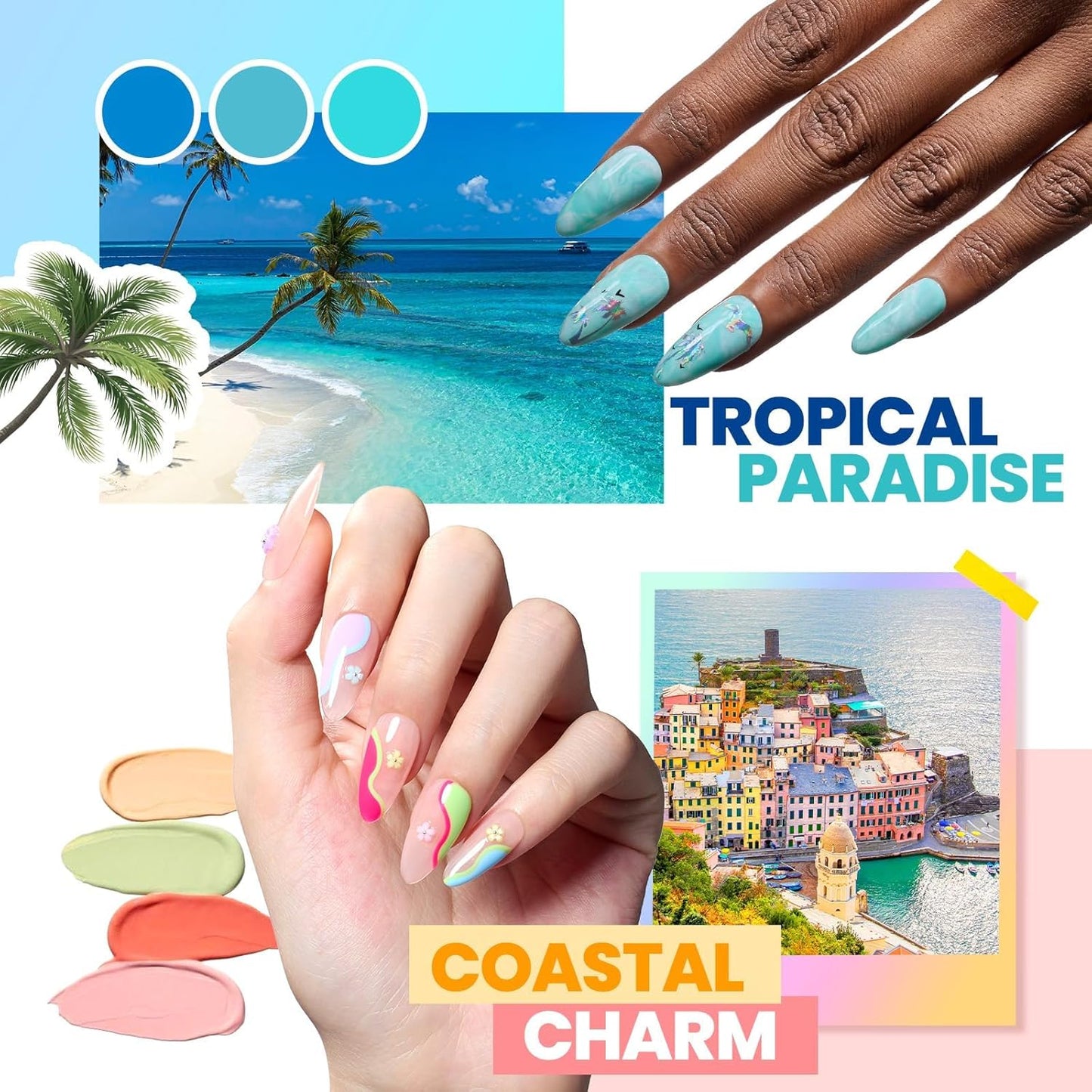 Beetles Gel Nail Polish Kit with U V Light 97Pcs Travel Holiday 45 Colors Gel Polish Set with Nail Stamp Nail Tips Base Top Coat All Season Gel Polish Starter Kit Gift for Women