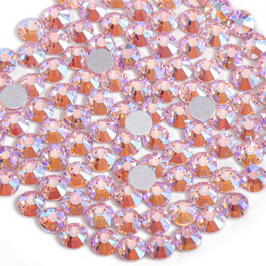 Beadsland Flat Back Crystal Rhinestones Round Gems,Light Pink AB,1.9-2.1mm, SS6/1440pcs